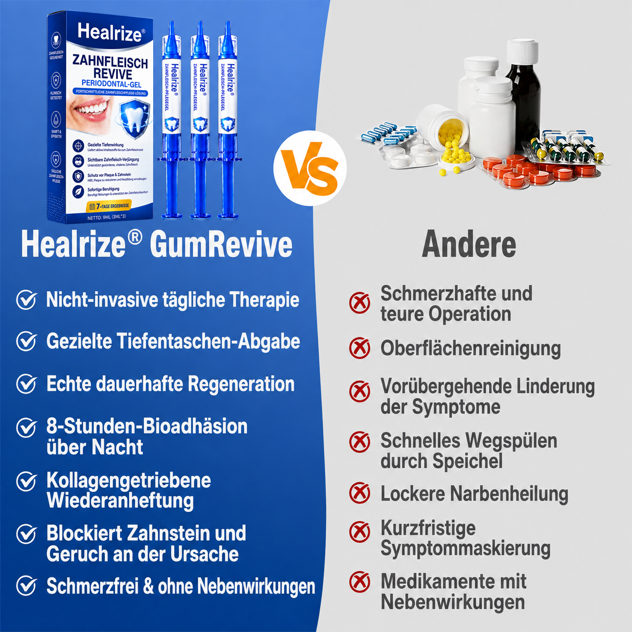 🦷💊Healrize® GumRevive Gel zur Regeneration des Zahnhalteapparats (bei Zahnfleischbluten, Zahnfleischrückgang und lockeren Zähnen)💊