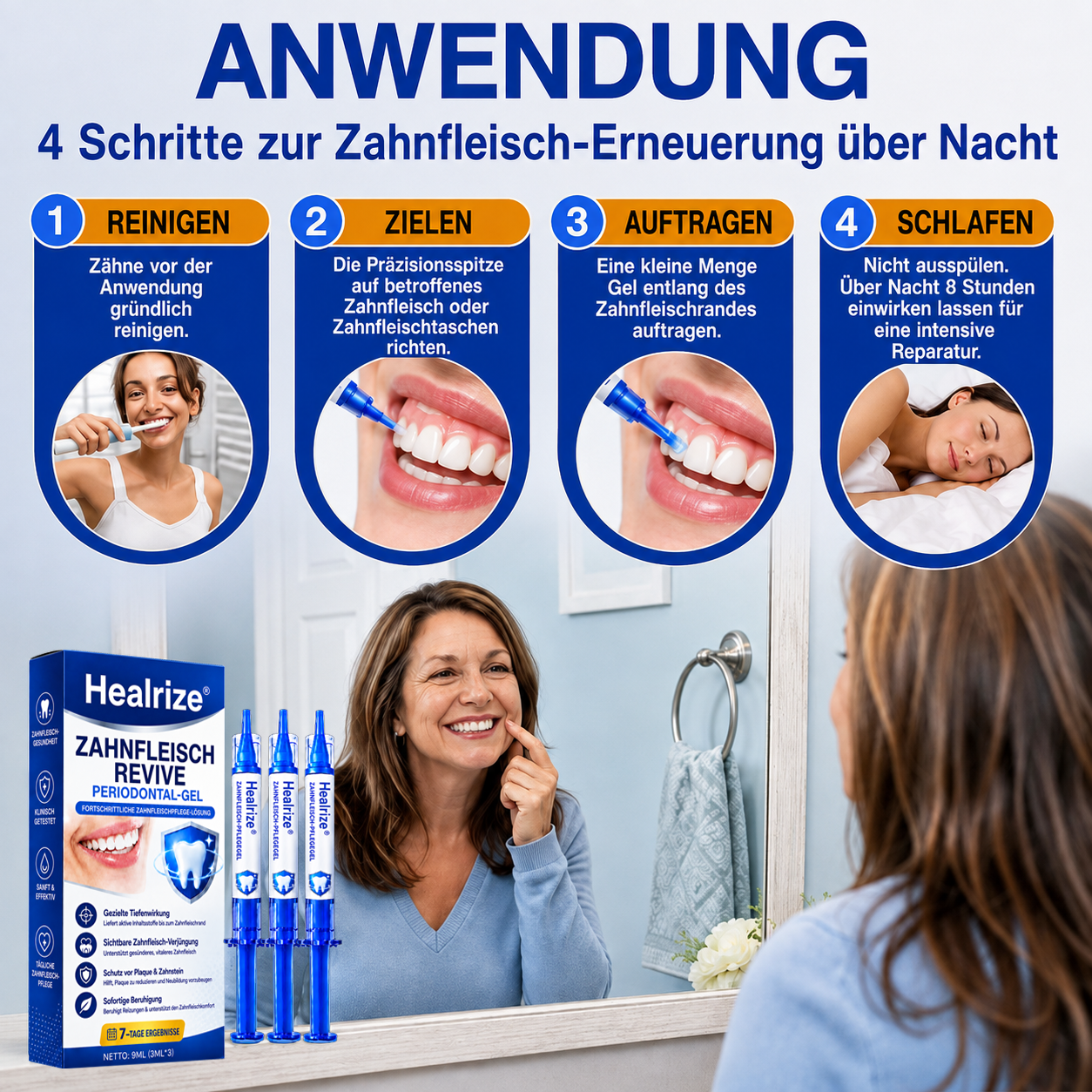 🦷💊Healrize® GumRevive Gel zur Regeneration des Zahnhalteapparats (bei Zahnfleischbluten, Zahnfleischrückgang und lockeren Zähnen)💊