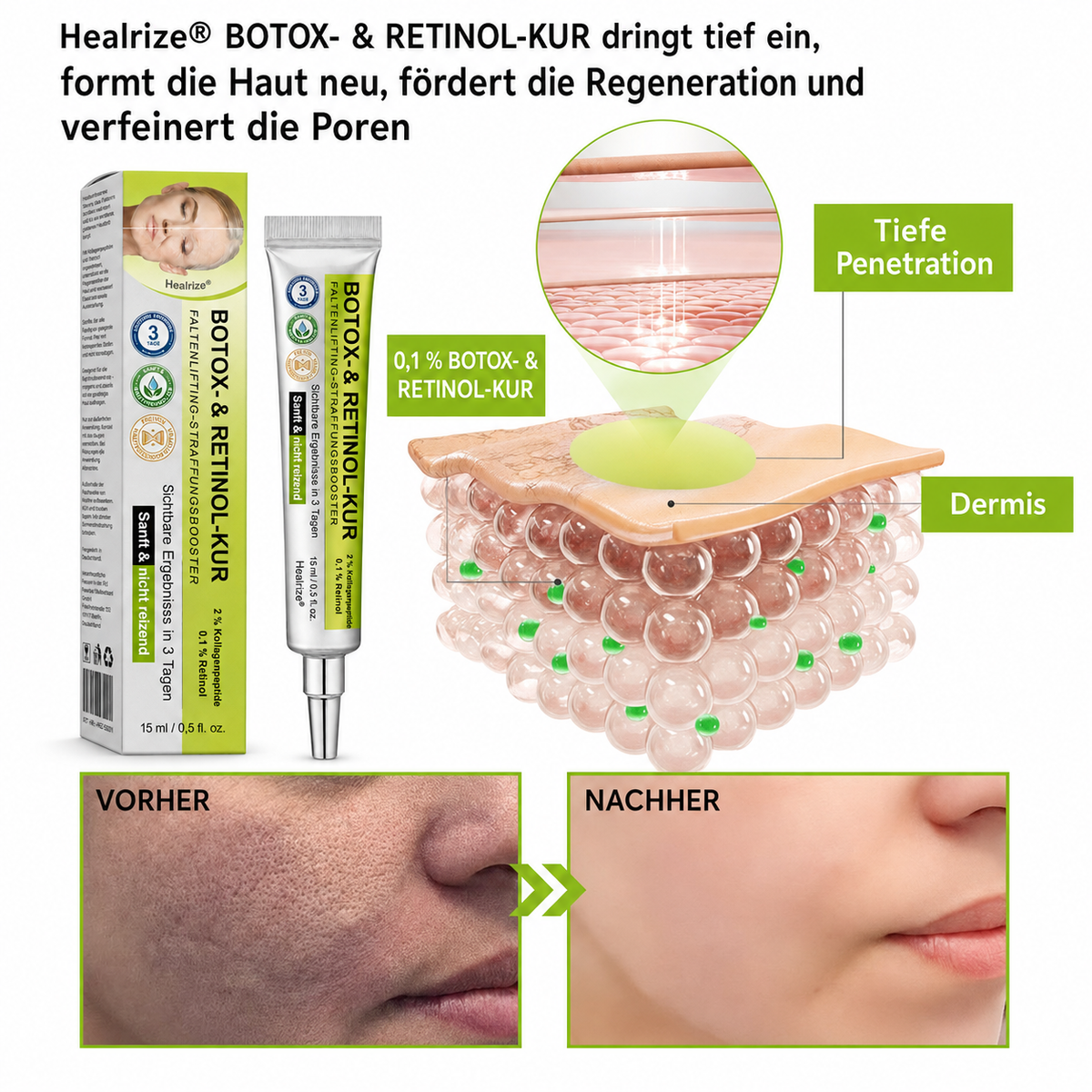 Hergestellt und versandt aus den DE 👉 💝 Healrize® Botox & Vita-A Retinol Shot – Straffende Creme gegen Falten (Wrinkle-Lift) – Aktion am letzten Tag: 60 % Rabatt 💝